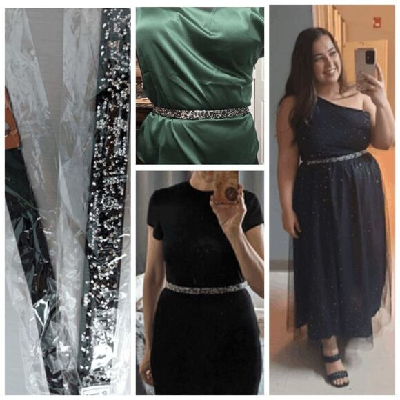 ✨💎 Rhinestone Crystal Decor Sparkly Blingy Elastic Stretchy Belt SIZE L-XL NEW - Picture 8 of 9